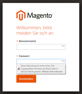 Anmeldung ohne SSL-Zertifikat bei Magento