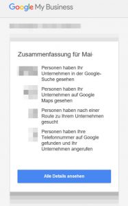 Monatliche Übersicht zu Google MyBusiness